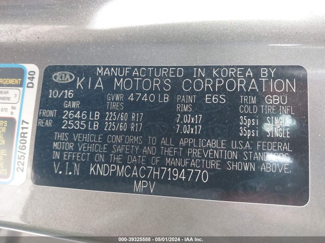 KIA Sportage Lx 2017 KNDPMCAC7H7194770 Image 9