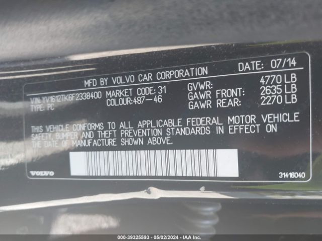 YV1612TK6F2338400 Volvo S60 T5 Premier