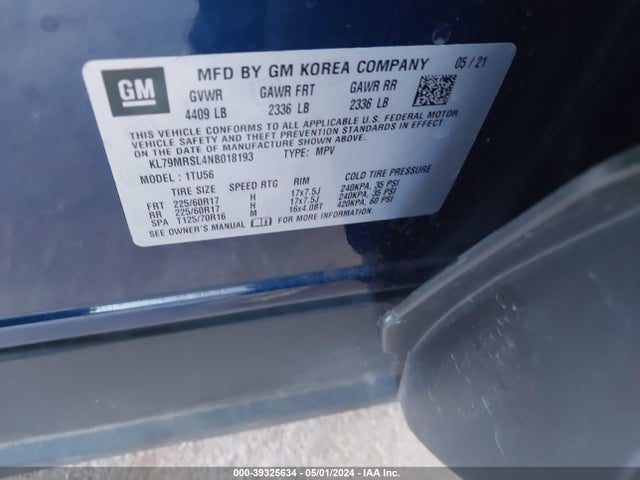 Chevrolet Trailblazer Awd Lt 2022 KL79MRSL4NB018193 Image 9