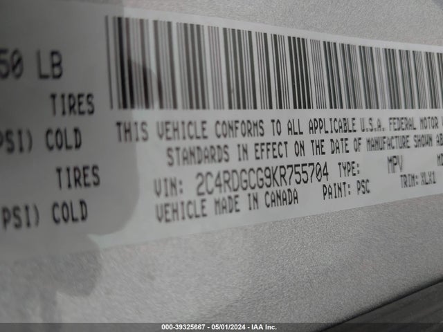 Dodge Grand Caravan Sxt 2019 2C4RDGCG9KR755704 Image 9