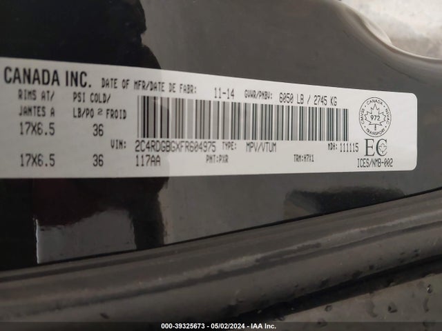 2C4RDGBGXFR604975 Dodge Grand Caravan Se/sxt