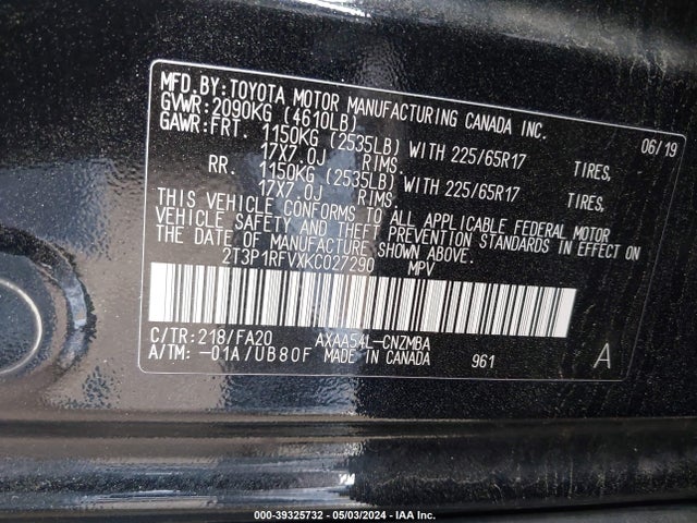 Toyota Rav4 Xle 2019 2T3P1RFVXKC027290 Image 9