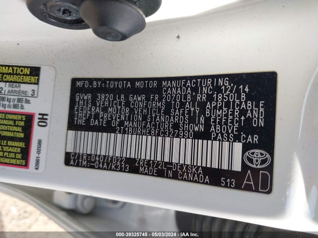 Toyota Corolla S Plus 2015 2T1BURHE8FC327990 Image 9