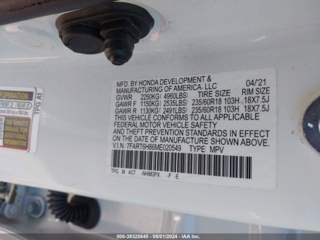 7FART6H86ME020549 Honda Cr-v Hybrid Ex-l