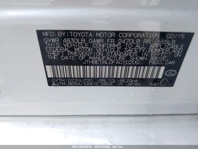 JTHBE1BL0FA010200 Lexus GS 350