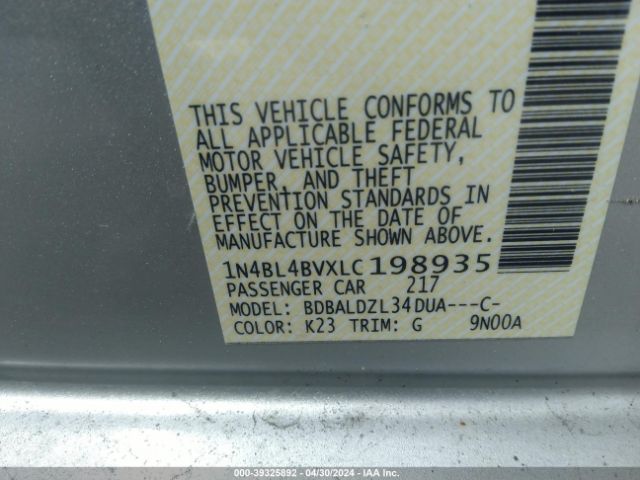 1N4BL4BVXLC198935 Nissan Altima S Fwd