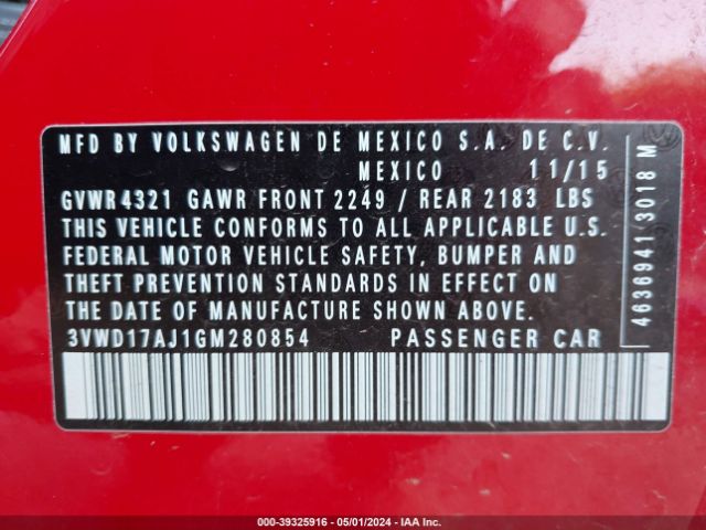 3VWD17AJ1GM280854 Volkswagen Jetta 1.8t Sport