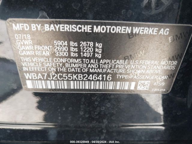 2019 BMW 740E WBA7J2C55KB246416 Photo 8