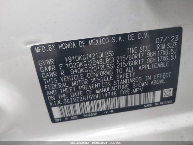 3CZRZ2H76RM714746 Honda HR-V