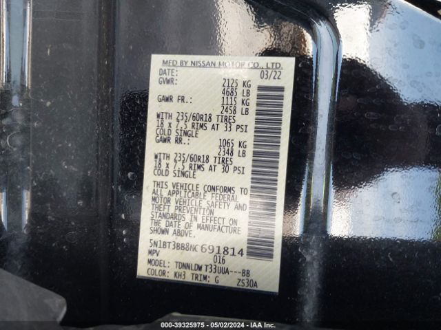 5N1BT3BB8NC691814 Nissan Rogue Sv Intelligent Awd