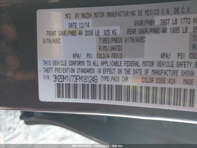 Mazda Mazda3 I Touring 2015 3MZBM1V73FM181249 Image 9