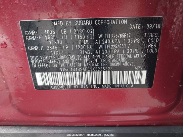 4S4BSAFC3K3235323 Subaru Outback 2.5i Premium