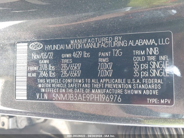 Hyundai TUCSON SEL 2023 5NMJB3AE9PH196976 Image 9
