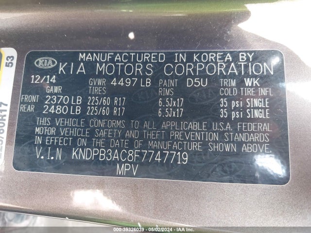 KIA Sportage Lx 2015 KNDPB3AC8F7747719 Image 9
