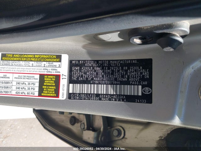 Toyota Avalon Xle Premium 2014 4T1BK1EB7EU079844 Image 9