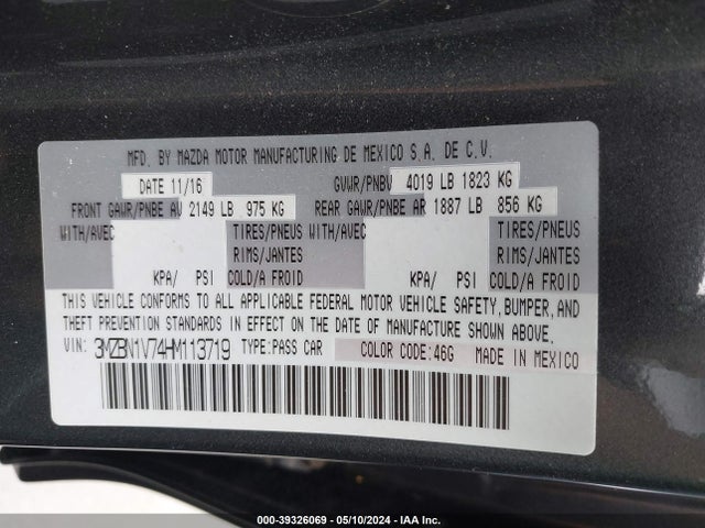 3MZBN1V74HM113719 Mazda Mazda3 Touring