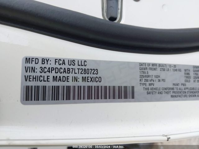 3C4PDCAB7LT280723 Dodge Journey Se Value