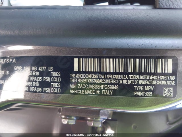 ZACCJABB8HPG59948 Jeep Renegade Altitude Fwd