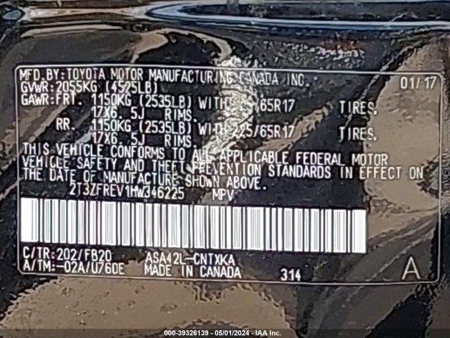 Toyota RAV4 LE 2017 2T3ZFREV1HW346225 Image 9