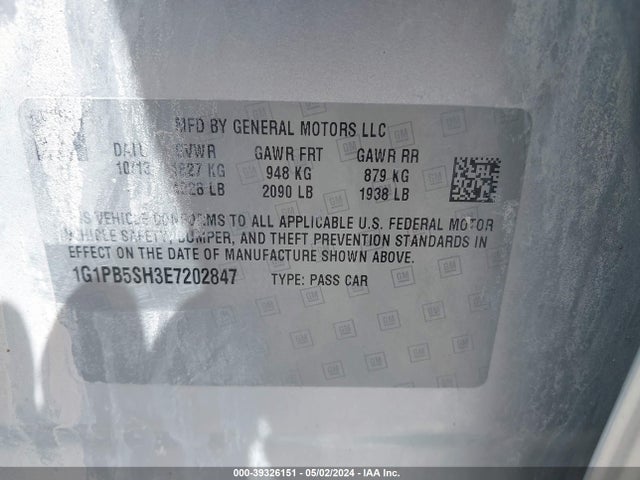 Chevrolet Cruze Ls Manual 2014 1G1PB5SH3E7202847 Image 9