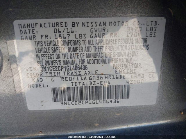 Nissan Versa Note Sv 2016 3N1CE2CP1GL406436 Image 9