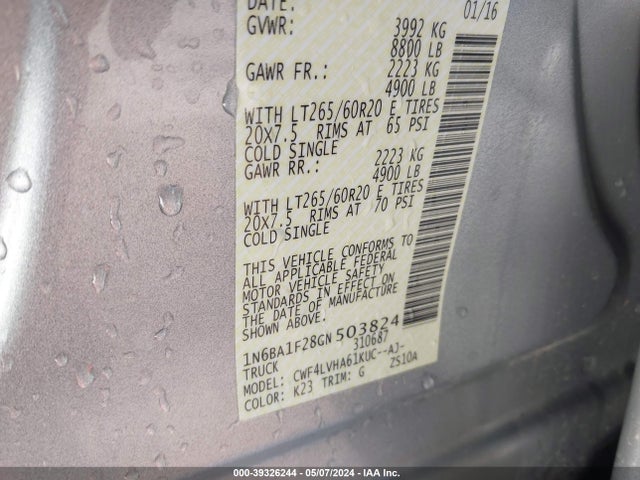 1N6BA1F28GN503824 Nissan Titan Xd Sl Diesel