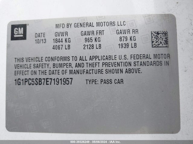 Chevrolet Cruze 1lt Auto 2014 1G1PC5SB7E7191957 Image 9
