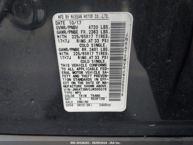 Nissan ROGUE SV 2018 JN8AT2MV0JW305076 Image 9