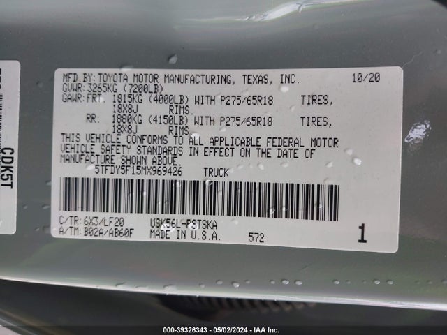 Toyota Tundra Trd Pro 2021 5TFDY5F15MX969426 Image 9