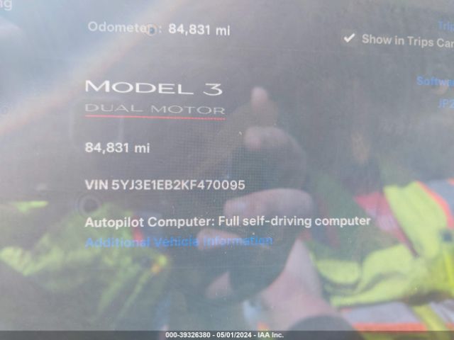 5YJ3E1EB2KF470095 Tesla Model 3 Long Range/performance