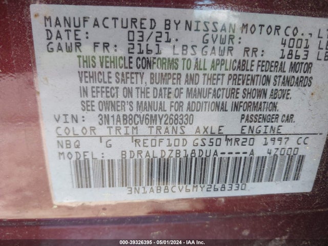 Nissan Sentra Sv Xtronic Cvt 2021 3N1AB8CV6MY268330 Image 9