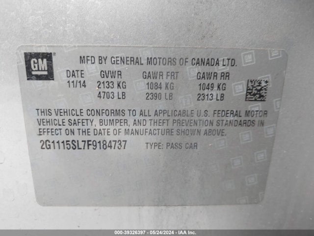 Chevrolet IMPALA 1LT 2015 2G1115SL7F9184737 Image 9
