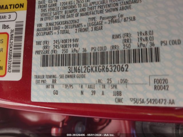 3LN6L2GKXGR632062 Lincoln MKZ