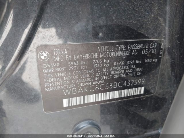 2011 BMW 750LI WBAKC8C53BC432599 Photo 8