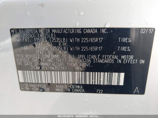 Toyota Rav4 Xle 2017 2T3WFREV7HW355143 Image 9