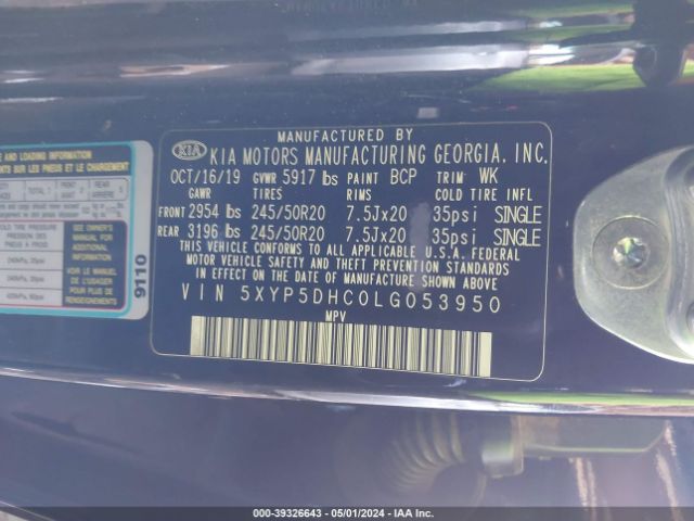 5XYP5DHC0LG053950 KIA Telluride Sx