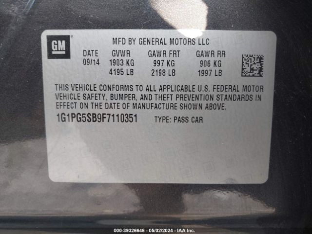 1G1PG5SB9F7110351 Chevrolet CRUZE LTZ