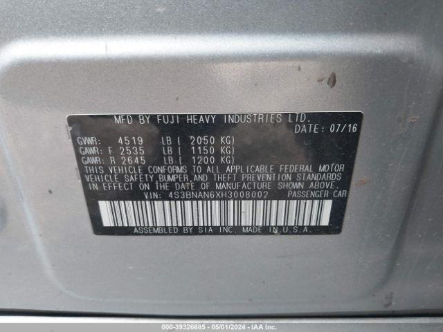 4S3BNAN6XH3008002 Subaru Legacy 2.5i Limited
