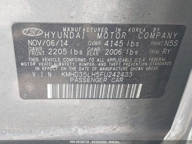 KMHD35LH5FU242433 Hyundai ELANTRA GT
