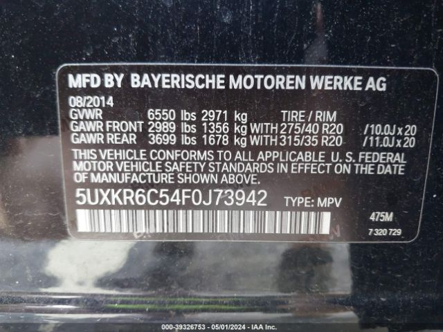 5UXKR6C54F0J73942 BMW X5 Xdrive50i