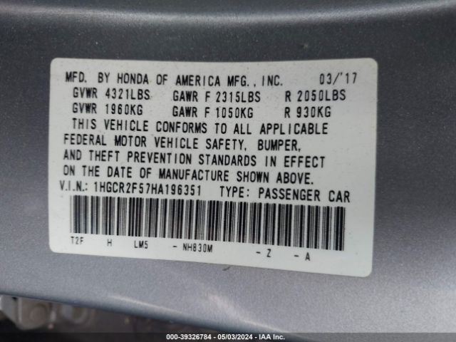 1HGCR2F57HA196351 Honda Accord Sport