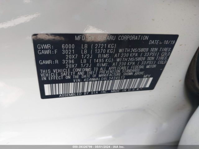 4S4WMALD8L3424513 Subaru Ascent Limited