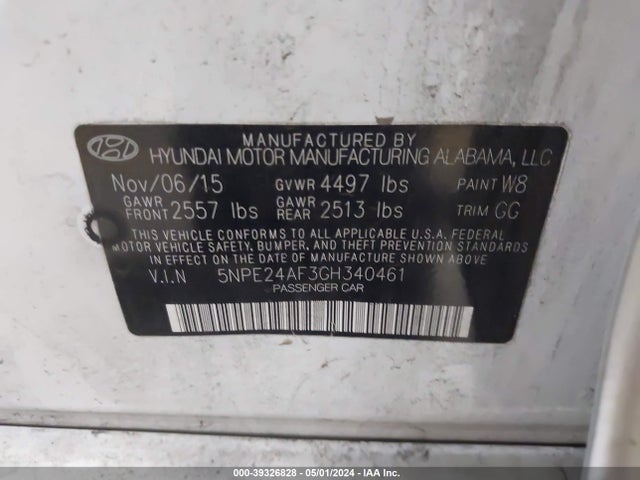 Hyundai SONATA SE 2016 5NPE24AF3GH340461 Image 9