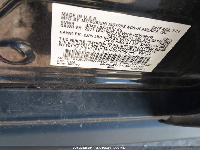 4A4AR3AU2FE007971 Mitsubishi Outlander Sport Es