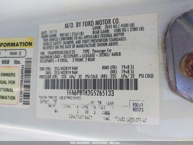 Ford Mustang Ecoboost 2016 1FA6P8TH3G5265133 Image 9