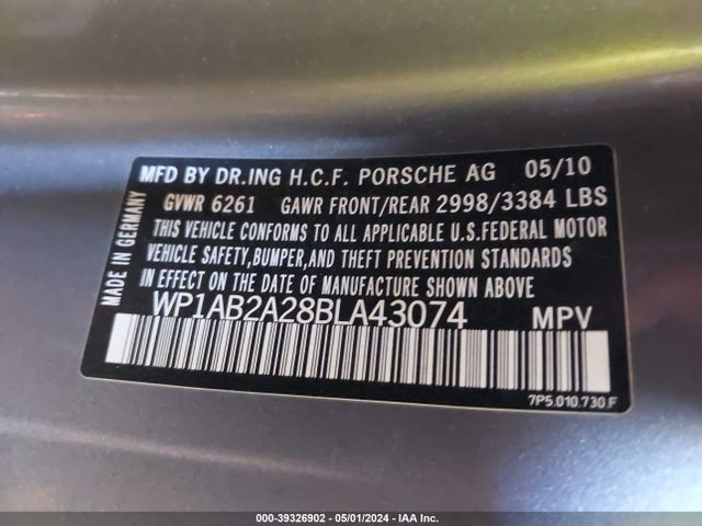 2011 PORSCHE CAYENNE WP1AB2A28BLA43074 Photo 8