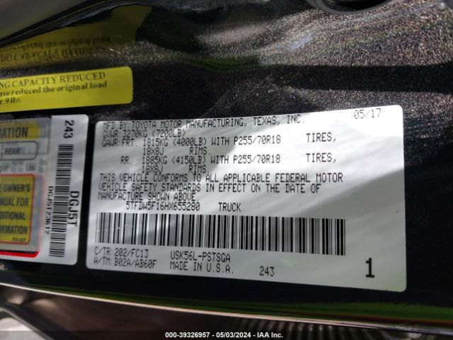 5TFDW5F16HX655280 Toyota Tundra Sr5 5.7l V8