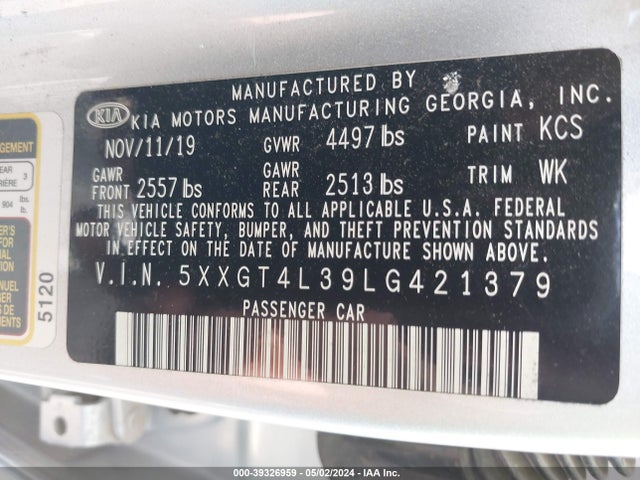 KIA Optima Lx 2020 5XXGT4L39LG421379 Image 9