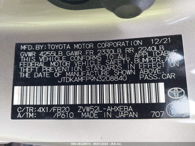 Toyota Prius Prime Le 2022 JTDKAMFP9N3208840 Image 9