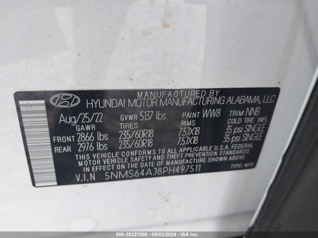 Hyundai Santa Fe Xrt 2023 5NMS64AJ8PH497511 Image 9
